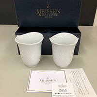 マイセン MEISSEN 双剣 波の戯れ 2個セット ペア タンブラー コップ グラス ホワイト コレクション